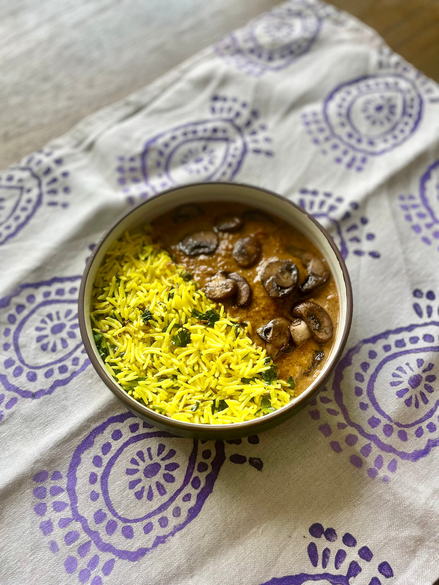 Mushroom Korma w/ Lemon Rice